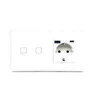 Robito - Pannello interruttore doppio touch | Presa USB e USB-C | Compatibile con SmartHome e Tuya | Design moderno e minimalistico, bianco, plastica