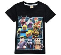 Roblox, maglietta in cotone traspirante, per giochi in famiglia o in squadra. Ideale per maschi e femmine e anche come pigiama Nero 2 7-8 Anni