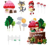 RobLuX 14 Pezzi Decorazioni Torta Compleanno Cappuccetto Rosso Decorazioni per Torte Topper Torta Compleanno Adatto per la Decorazione di Cupcake e Torte per Bambini