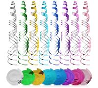 RobLuX 48 PCS Decorazioni a Spirale Multicolore Decorazioni Pendenti Spirale Soffitto Stelle Filanti Riutilizzabile Christmas Hanging Swirl Decorations per Matrimoni Feste Compleanno