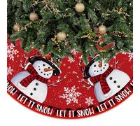 RobLuX Tappeto Albero di Natale 120cm Christmas Tree Skirt Rosso Pupazzo di Neve Copri Base Albero Natale Rosso e Bianco Tappetino Natalizio per Decorazione Capodanno Casa Festa Forniture