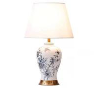 ROBMET Chinese Antique Ceramics Table Lamp Blue And White Porcelain Vase Bedroom Desk Lamp Large Oriental Table Living Room Study Night Stand Light Lamp