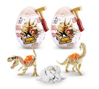 ROBO ALIVE Mini Dino Fossil Find Scavare e scoprire per bambini dai 4 agli 8 anni, Scavi di fossili preistorici, giocattoli educativi, ottimo kit scientifico (2 Pack, T-Rex & Brontosaurus)