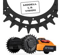 ROBO CLAWS Punte per robot tosaerba in acciaio inox nero per modelli Worx L & Vision - Lucidato - Fori per viti abbassati - 3 mm, diametro 235 mm - Accessori robot tosaerba con 16 viti in acciaio inox