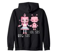 Robo Girl Robot Sister Robotic Lil Sis Big Sis ARTE SULLA SCHIENA Felpa con Cappuccio