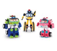 Robocar Poli Transforming Robot 4" Sandville Rescue Pack - Droney, Keaton & S...