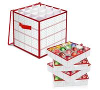 Robofun Contenitore per Palline di Natale, Scatola per Decorazioni Natalizie, 64 Posti da 8 cm, Vassoi Rimovibili, Organizer Palline Natale per Stoccare Palline di Natale 34x34 x 34 cm