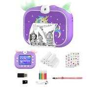 Robofun Macchina Fotografica Istantanea, 2,4 Pollici 1080P 48MP HD 180° Obiettivo Rotante Fotocamera Digitale con 32GB Scheda SD e Carta da Stampa, Regalo per Bambini dai 3-12 Anni - Viola