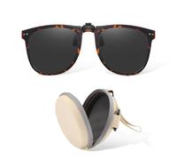 ROBOHOOK Occhiali da sole con clip sopra gli occhiali da vista, occhiali da sole polarizzati protettivi con clip, possono essere indossati sopra gli occhiali da vista, con una piccola scatola rotonda