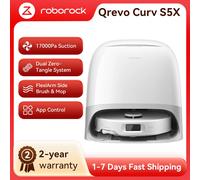 roborock Qrevo Curv S5X (Aggiornamento del Qrevo MaxV) Robot aspirapolvere, potenza di aspirazione di 18.500 Pa, doppio sistema anti-groviglio, lavaggio del panno con acqua calda a 75 °C, rilevamento