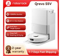 roborock Qrevo S5V (Aggiornamento del S7 Max Ultra) Robot aspirapolvere, potenza di aspirazione di 12.000 Pa, doppia spazzola anti-groviglio, doppio mop rotante sollevabile, svuotamento e riempimento