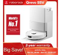 Roborock Qrevo S5V Robot aspirapolvere e scopa, 12000 Pa, doppie spazzole anti-groviglio, lavaggio e asciugatura automatica del mocio, autosvuotamento e ricarica