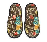 Robot And Monsters Print Pantofole Da Casa Portatili Pantofole Antiscivolo Scarpe Da Casa Per Ospiti Esterno Uomo L