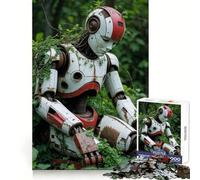 Robot arrugginito nella foresta - Puzzle da 1000 pezzi per ragazzi - Gioco di logica per tutta la famiglia - Bordo trasparente - Una piacevole sorpresa (50x75cm)