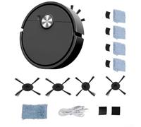 Robot aspirapolvere con serbatoio d'acqua e accessorio per mocio, pulizia 3 in 1, per pavimenti duri e tappeti, programma di pulizia programmabile (nero)