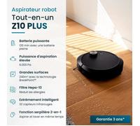 Robot aspirapolvere e scopa connesso con base svuotante EZICLEAN All-in-one Z10 Plus - 240 min - 6000 pa - 180 m² - 1,5 L