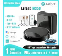 Robot aspirapolvere LEFANT M350 con funzione lavapavimenti, svuotamento automatico della polvere ogni 75 giorni, potenza di aspirazione di 6000 Pa, rilevamento ostacoli a 190°, navigazione ToF LiDAR,