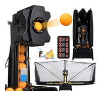 Robot automatico da ping pong con rete di cattura, macchina per palline da ping pong, allenamento multi-spin, 100 palline