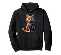 Robot Cat degli Cyborg AI Cats Robotic Kitten Dystopian Felpa con Cappuccio