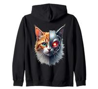 Robot Cat degli Cyborg AI Cats Robotic Kitten Dystopian Felpa con Cappuccio