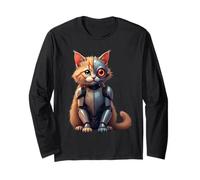 Robot Cat degli Cyborg AI Cats Robotic Kitten Dystopian Maglia a Manica