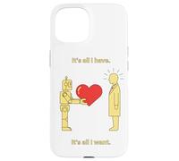 Robot che offre cuore all'arte simbolica minima umana Custodia per iPhone 15