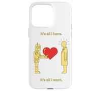 Robot che offre cuore all'arte simbolica minima umana Custodia per iPhone 15 Pro Max
