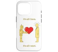 Robot che offre cuore all'arte simbolica minima umana Custodia per iPhone 16 Pro