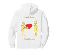 Robot Che Offre Cuore all'arte simbolica Minima Umana Felpa con Cappuccio