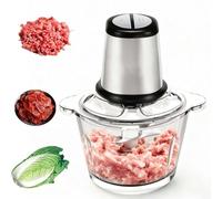 Robot da cucina da 800 W con ciotola in acciaio inossidabile da 2 litri, tritacarne elettrico a doppia velocità e tritatutto per verdure, noci, purea e impasti