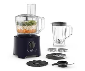 Robot da cucina multifunzione Moulinex Easy Force, 800 W, 25 funzioni, 2 velocità + Pulse, 6 accessori di cui 1 frullatore incluso, Compact FP247810, Blu notte