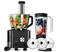 Robot da Cucina Multifunzione, TopStrong 1100W Food Processor con Frullatore, Spremiagrumi, Tagliare, Affettare, Montare e Tritare Ghiaccio, Ciotola 3.2L + Blender 1.5L, 3 velocità Impostazione