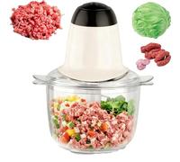 Robot da cucina, tritatutto elettrico da 600 W e tritacarne con ciotola da 2 litri senza BPA, frullatore da cucina per frutta secca, purea, impasti