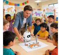 Robot Da Disegno Con Carte | Kit Interattivo Educativo Intelligente Con Voce Per Arti E Mestieri - Proiettore Scoperta E,Adatto A Feste Arte Scuola Materna Casa Libero Famiglia Indoor