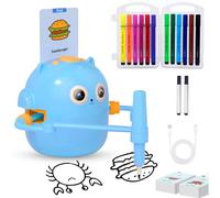 Robot da Disegno per Bambini con 100 Carte, Giocattolo Didattico Montessori per Bambini dai 5 Anni in su con Interazione Vocale,12 Matite Colorate, Giocattolo Educativo da Disegno per Bambini&Bambine