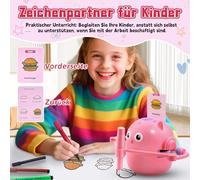 Robot da Disegno per Bambini con 100 Carte, Giocattolo Didattico Montessori per Bambini dai 5 Anni in su con Interazione Vocale,12 Matite Colorate, Giocattolo Educativo da Disegno per Bambini&Bambine
