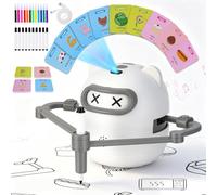 Robot da Disegno per Bambini con 100 Carte, Riconoscimento Senza Contatto | Riconoscimento senza contatto, 100 carte fronte-retro, 22 pennarelli e circa 3 ore di autonomia per disegnare e colorare