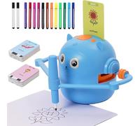 Robot da Disegno per Bambini, Robot Disegnatore con Interattivo Vocale, 14 Pennes e 100 Carte, Drawing Robots Educativo Interattivo per Apprendimento Precoce, Regalo per Bambino Bambina 3+ Anni (Blu)