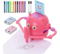 Robot da Disegno per Bambini, Robot Disegnatore con Interattivo Vocale, 14 Pennes e 100 Carte, Drawing Robots Educativo Interattivo per Apprendimento Precoce, Regalo per Bambino Bambina 3+ Anni(Rosa)