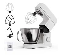 Robot da pasticceria 1000 W Robot da cucina multifunzionale con ciotola in acciaio inox da 5 L con manico singolo, 10 velocità, incluso gancio per patta, Schlagel, Whisk