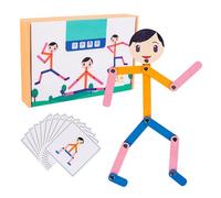 Robot da uomo di legno regolabile per bambini-giocattolo robot ispirato a con 24 carte di attività | Figure robot articolate e 48 giocattoli da viaggio per l'immaginazione, regali in età pr