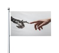 Robot e mani umane tocco cortile casa bandiere, 0,9 x 1,5 m Stagione Auguri Banner con occhielli Indoor Outdoor Party Home Decorazioni
