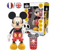 LEXIBOOK- Topolino Disney-Bilingue Mickey Robot-Inglese/Francese, 100 Quiz educativi, Effetti di Luce, Danza, programmabile, articolato, Nero/Rosso, Colore, Medium, MCH01i1
