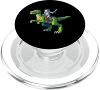 Robot Equitazione Dinosauro Blocky Animal Pixel Art Game Uomini Donne PopSockets PopGrip per MagSafe
