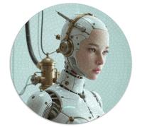 Robot Girl 1000 Pieces Round Puzzles Person-focused Imagery Creative Jigsaw Unique Challenge Family Game Unique Challenge Game 1000pcs (67.5x67.5cm)
