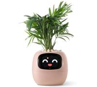Robot intelligente per piante con emoji per la cura delle piante, incantevole compagno di piante con interazione gestuale, vaso da giardino come regalo per la scrivania (rosa)