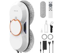 Robot Lavavetri, 5600Pa Lavavetri Elettrico Automatico con Doppio Sistema di Spruzzo, 3 Modalità Pulizia, Telecomando, Navigazione Intelligente, Sistema di Sicurezza e 8 Panni, per Superfici Lisce