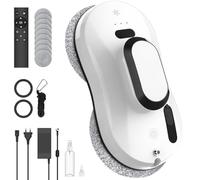 Robot Lavavetri, 5600Pa Lavavetri Elettrico Automatico con Funzione di Spruzzo D'acqua, Telecomando, 3 Modalità Pulizia, Sistema di Sicurezza, Navigazione Intelligente e 10 Panni, per Superfici Lisce