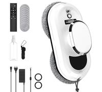 Robot lavavetri, 5800 Pa Robot Lavavetri Finestre con Telecomando, Navigazione Intelligente e Rilevamento dei Bordi, Sistema di Sicurezza, 10 Panni per la Pulizia, per Tutte le Superfici Lisce