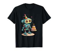 Robot luminoso con torta di compleanno per una festa felice Maglietta